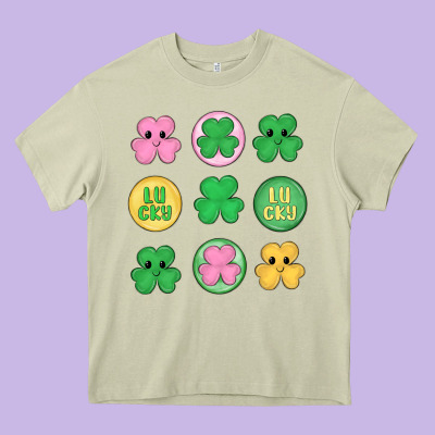 St.patrick's Day Clovers Heavy Core Tee Designed By Maliassmallbusiness