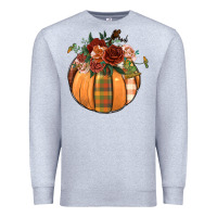 Heather Grey floral pumpkin Premium Sweatshirt - BundleAndBundleShop