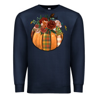 Navy floral pumpkin Premium Sweatshirt - BundleAndBundleShop