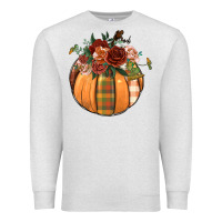 Oatmeal Heather floral pumpkin Premium Sweatshirt - BundleAndBundleShop