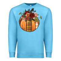 Ocean Blue floral pumpkin Premium Sweatshirt - BundleAndBundleShop