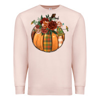 Pale Pink floral pumpkin Premium Sweatshirt - BundleAndBundleShop