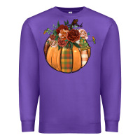 Purple floral pumpkin Premium Sweatshirt - BundleAndBundleShop