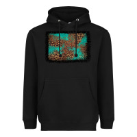 Black western leopard turquoise glitter tooled leather Heavyweight Hoodie - FaDigitalArtStudio