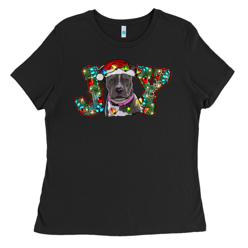 Christmas Joy Pitbull Ladies Tee by RanaPortraitStore | Teevron