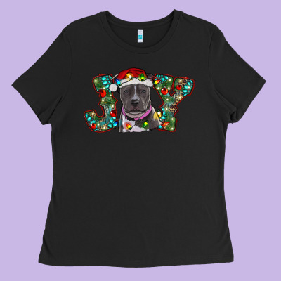 Christmas Joy Pitbull Ladies Tee Designed By Ranaportraitstore