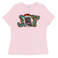 Bubblegum Pink christmas joy pitbull Ladies Tee - RanaPortraitStore