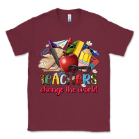 Burgundy teachers change the world Classic Tee - Artiststas