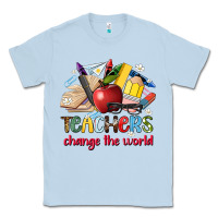 Dusty Blue teachers change the world Classic Tee - Artiststas