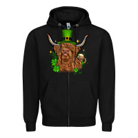 Black St. Patrick's Day cow Zipper Hoodie - OliviaCreatesArt
