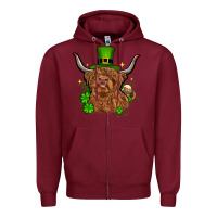 Burgundy St. Patrick's Day cow Zipper Hoodie - OliviaCreatesArt