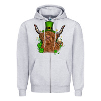 Heather Grey St. Patrick's Day cow Zipper Hoodie - OliviaCreatesArt