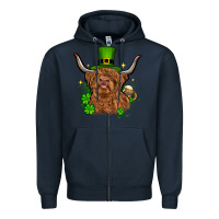 Navy St. Patrick's Day cow Zipper Hoodie - OliviaCreatesArt