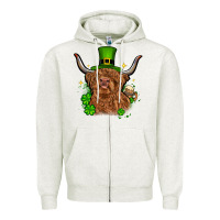Oatmeal Heather St. Patrick's Day cow Zipper Hoodie - OliviaCreatesArt