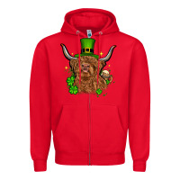 Red St. Patrick's Day cow Zipper Hoodie - OliviaCreatesArt