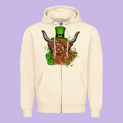 St. Patrick's Day Cow Zipper Hoodie Designed By Oliviacreatesart