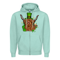 Seafoam St. Patrick's Day cow Zipper Hoodie - OliviaCreatesArt