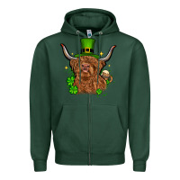 Sports Green St. Patrick's Day cow Zipper Hoodie - OliviaCreatesArt