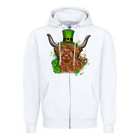 White St. Patrick's Day cow Zipper Hoodie - OliviaCreatesArt