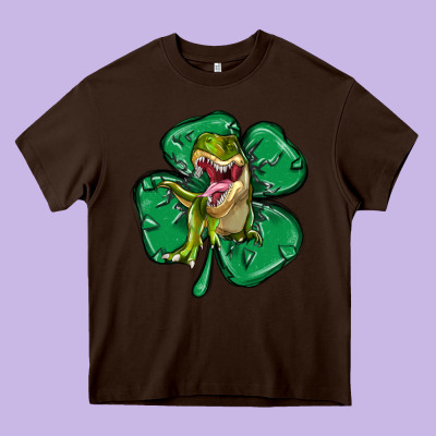 Dinosaur St Patricks Day Heavy Core Tee Designed By Maliassmallbusiness