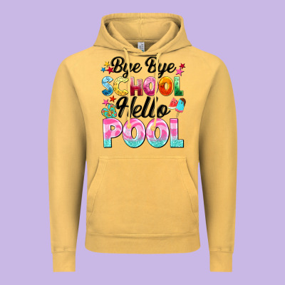 Bye Bye School Hello Pool Vintage Hoodie Designed By Barkaloodesign