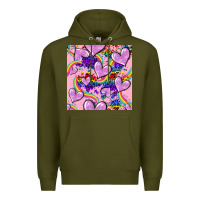 Army Green pride heart seamless pattern Premium Hoodie - FaDigitalArtStudio
