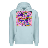 Blue Mist pride heart seamless pattern Premium Hoodie - FaDigitalArtStudio