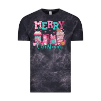 Cloud Black merry christmas pink coffee cups Vintage Tee - Jasminsmagicworld