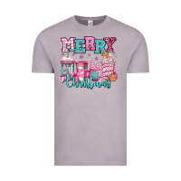 Merry Christmas Pink Coffee Cups Vintage Tee | Teevron