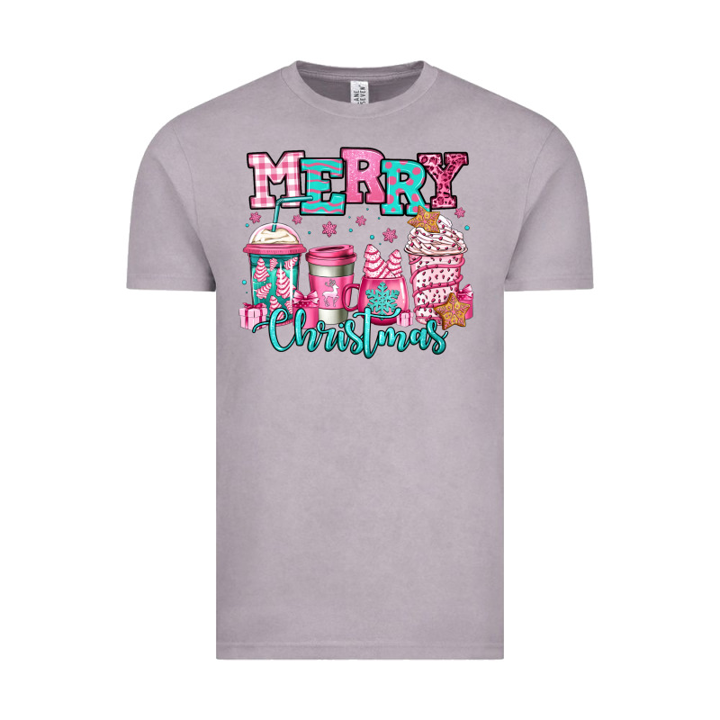 Merry Christmas Pink Coffee Cups Vintage Tee by Jasminsmagicworld | Teevron