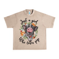 French Oak just a girl who loves pigs floral wreath Urban Heavy Tee - BarkalooDesign