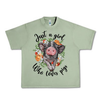 Oil Green just a girl who loves pigs floral wreath Urban Heavy Tee - BarkalooDesign