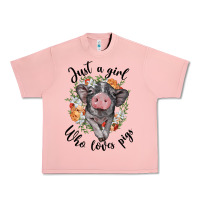 Salmon just a girl who loves pigs floral wreath Urban Heavy Tee - BarkalooDesign