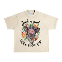 Sandshell just a girl who loves pigs floral wreath Urban Heavy Tee - BarkalooDesign
