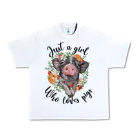 White just a girl who loves pigs floral wreath Urban Heavy Tee - BarkalooDesign