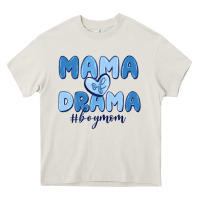 Cream mama of drama boy mom Heavy Core Tee - MaliasSmallBusiness