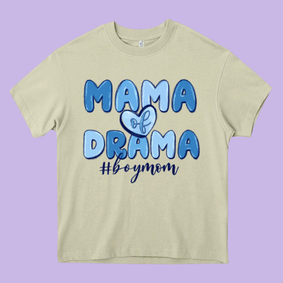 Mama Of Drama Boy Mom Heavy Core Tee Designed By Maliassmallbusiness