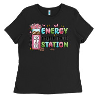 Black energy coffee fuel station Ladies Tee - MaliasSmallBusiness