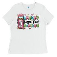 White energy coffee fuel station Ladies Tee - MaliasSmallBusiness