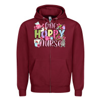 Burgundy Easter Day One hoppy Nurse Zipper Hoodie - OliviaCreatesArt
