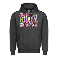 Charcoal Heather Easter Day One hoppy Nurse Zipper Hoodie - OliviaCreatesArt