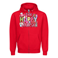 Red Easter Day One hoppy Nurse Zipper Hoodie - OliviaCreatesArt
