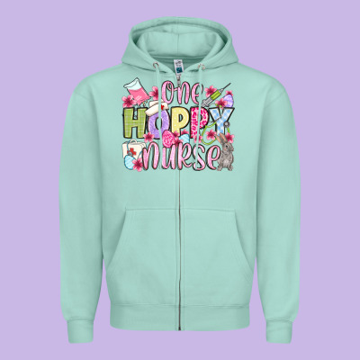 Easter Day One Hoppy Nurse Zipper Hoodie Designed By Oliviacreatesart