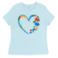 Baby Blue autism heart Ladies Tee - MaliasSmallBusiness
