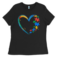 Black autism heart Ladies Tee - MaliasSmallBusiness