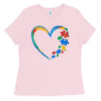 Bubblegum Pink autism heart Ladies Tee - MaliasSmallBusiness