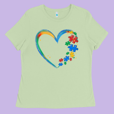 Autism Heart Ladies Tee Designed By Maliassmallbusiness