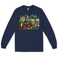 Navy Mexican Dia De Los Muertos Coffee Cups Long Sleeve Tee - texasbilliewilder