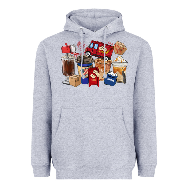 Postal Worker Coffee Cups Heavyweight Hoodie by FaDigitalArtStudio | Teevron
