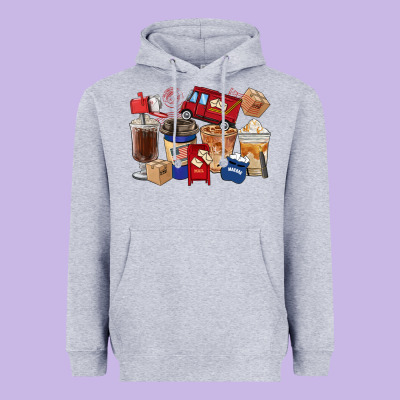 Postal Worker Coffee Cups Heavyweight Hoodie Designed By Fadigitalartstudio